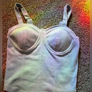 Baby blue velvet bustier style stretch top